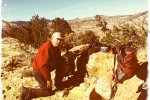 Coffee Break Setup on Petrified Tree Trunk - Cabezon on the Horizon