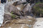 The 'waterfall'; makes the rock -very- slippery.